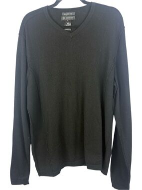 INC International Concepts 100% Merino Wool V-Neck Sweater Black Men’s XL